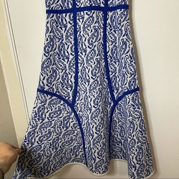 Yigal Azrouel Blue Intarsia Paisley Knit Dress NEW - Picture 3 of 7